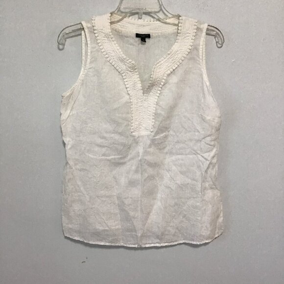 Talbots Petites White Linen Sleeveless Top Size S - Picture 8 of 12